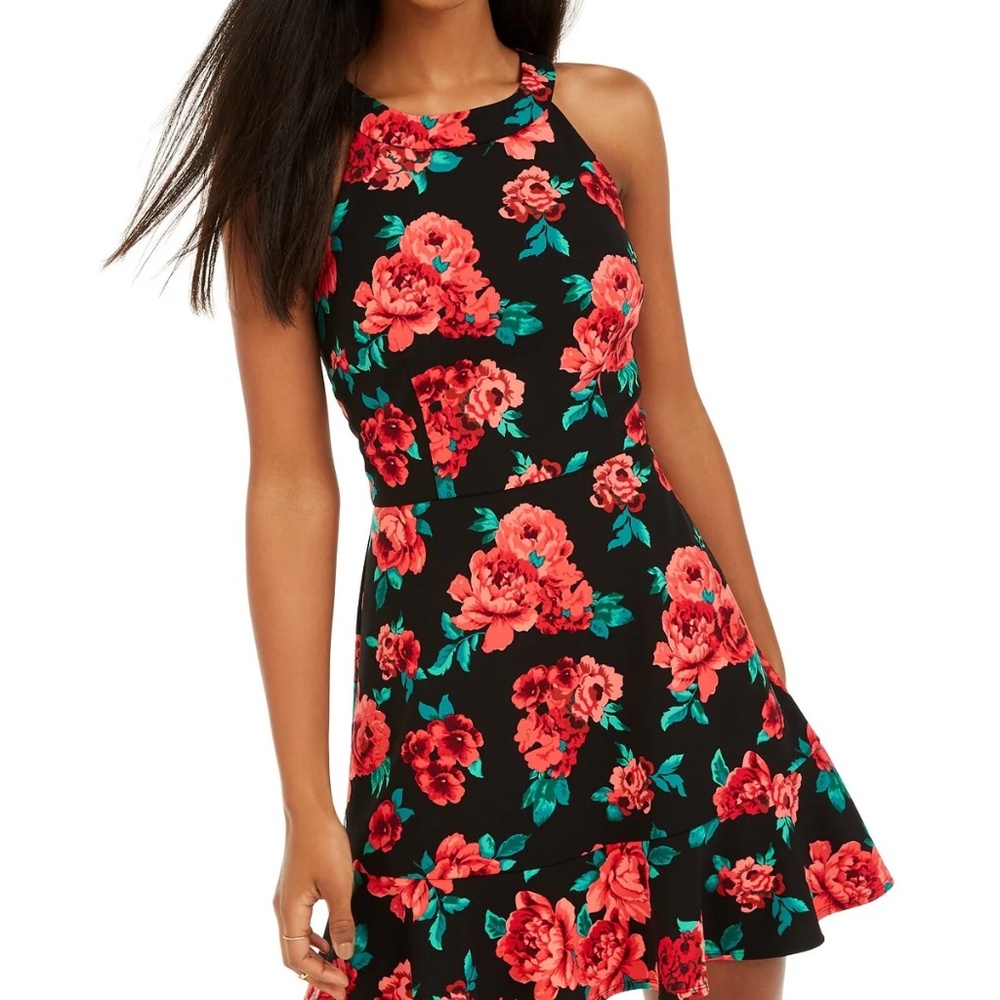 BCX junior's floral-print flounce dress in pat g size 5.